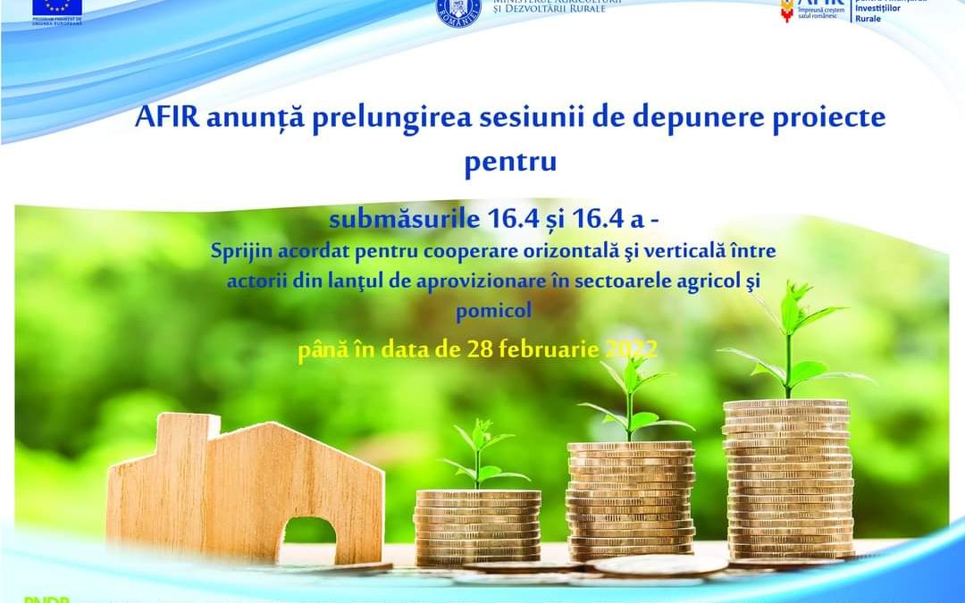 Prelungirea sesiunii de primire a proiectelor pentru submăsura 16.4/ 16.4a